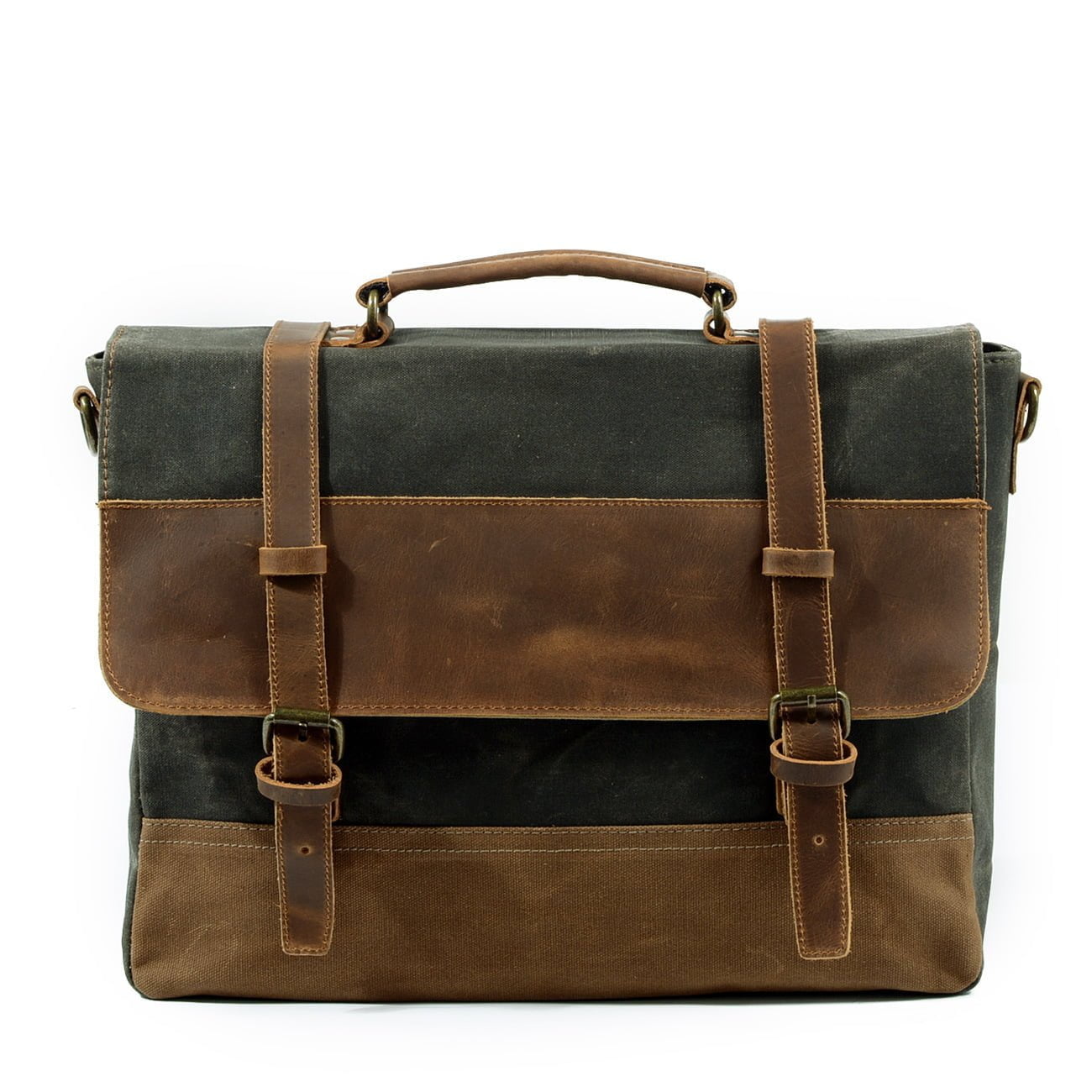 Leather And Waterproof Canvas Men's Briefcase - Image 10