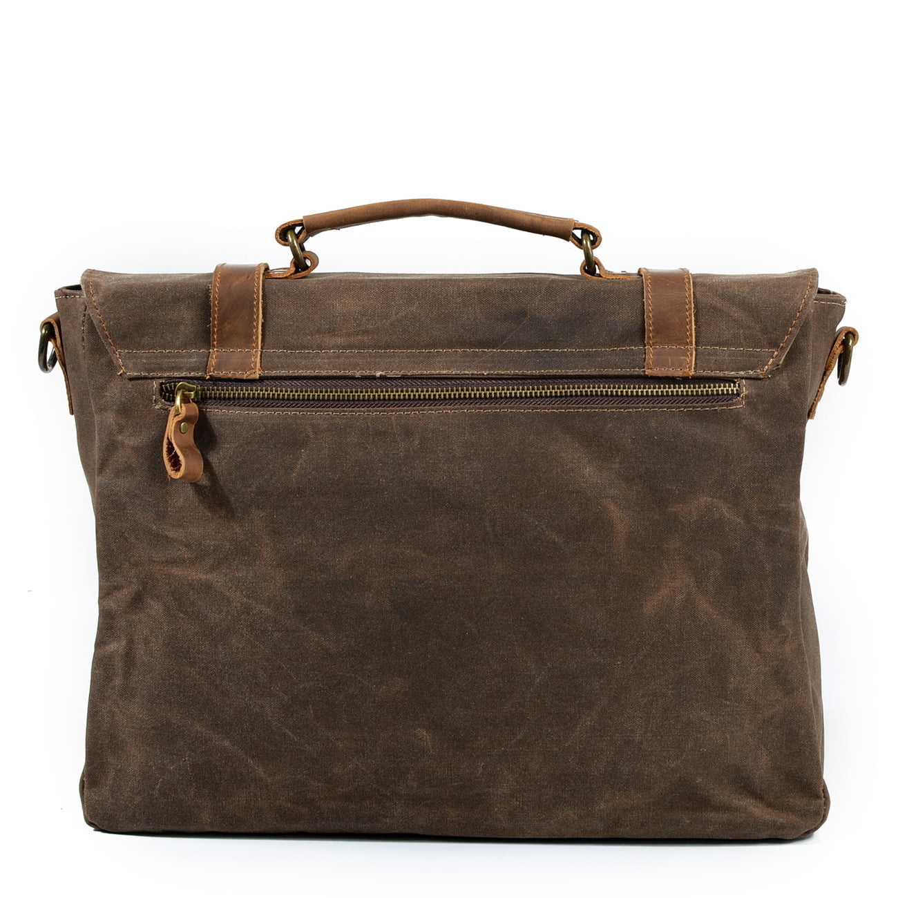 Leather And Waterproof Canvas Men's Briefcase - Image 4