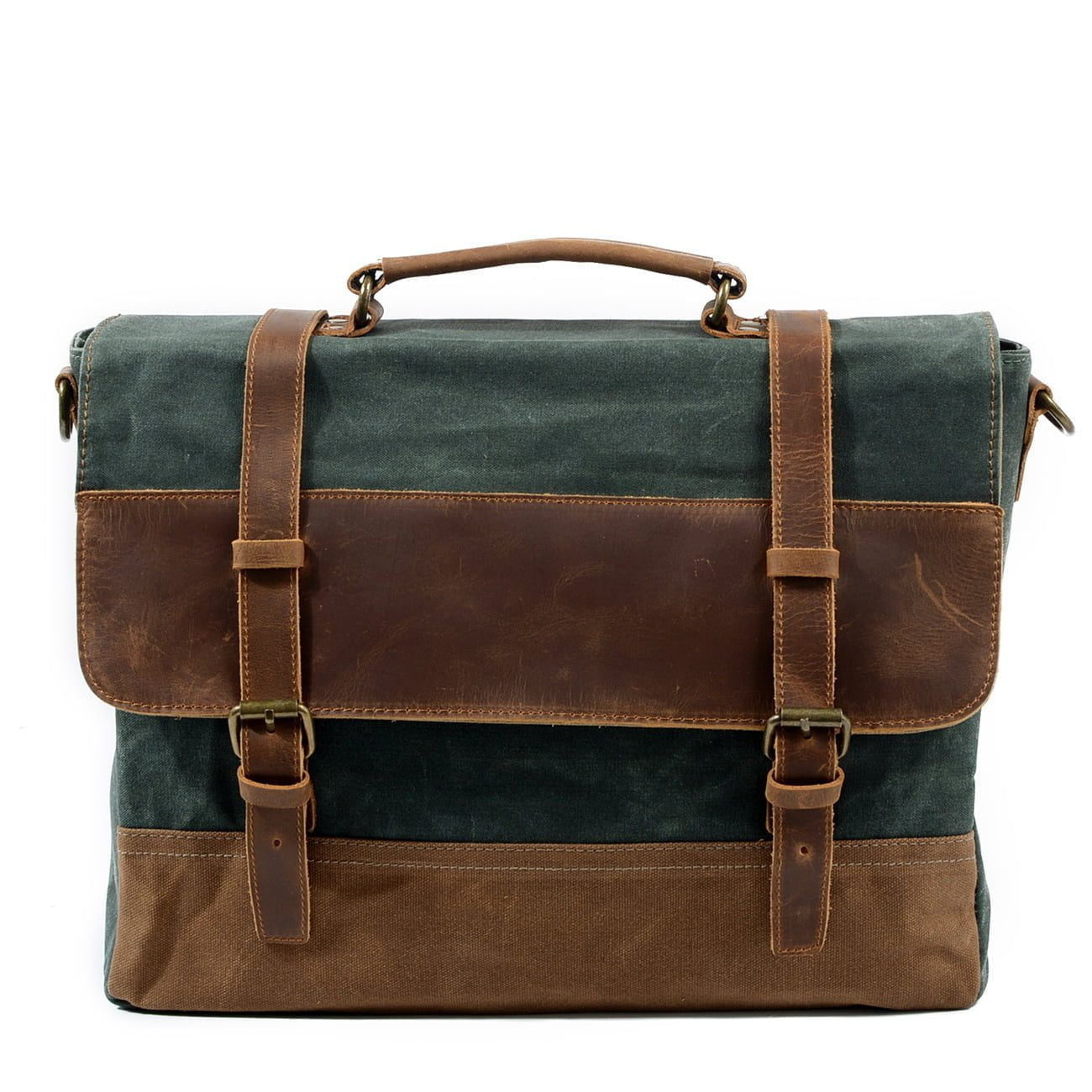 Leather And Waterproof Canvas Men's Briefcase - Image 6