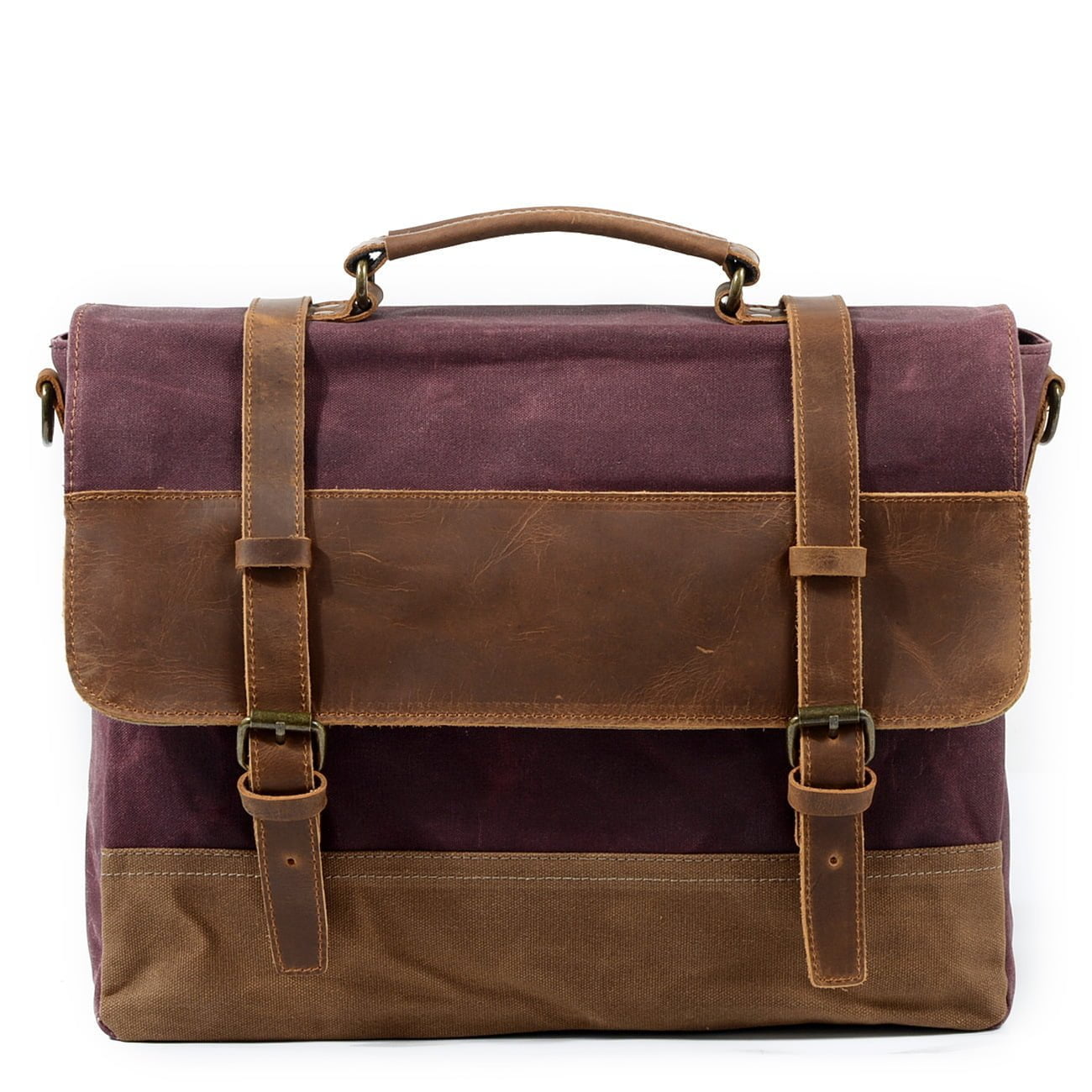 Leather And Waterproof Canvas Men's Briefcase - Image 7