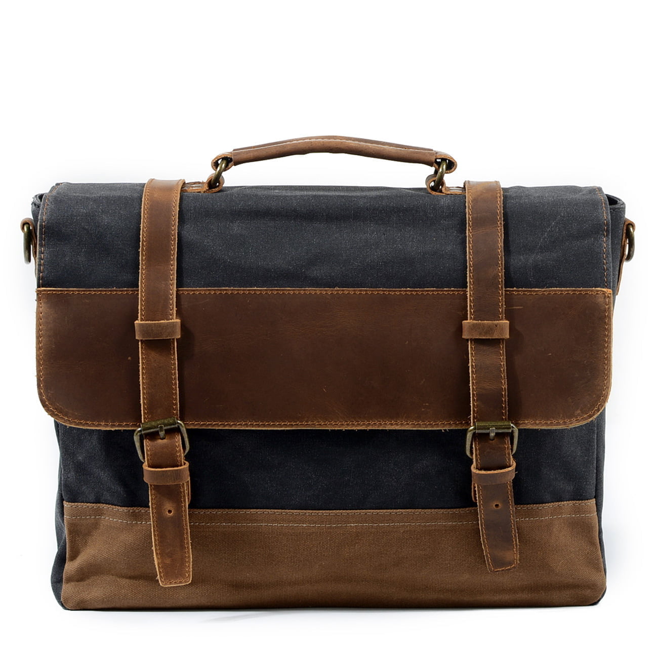 Leather And Waterproof Canvas Men's Briefcase - Image 9