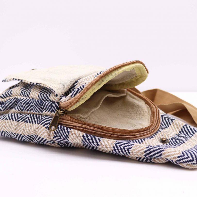 bcrb-03_03 Cross-Body Bag Natural Cotton - Tan & Navy