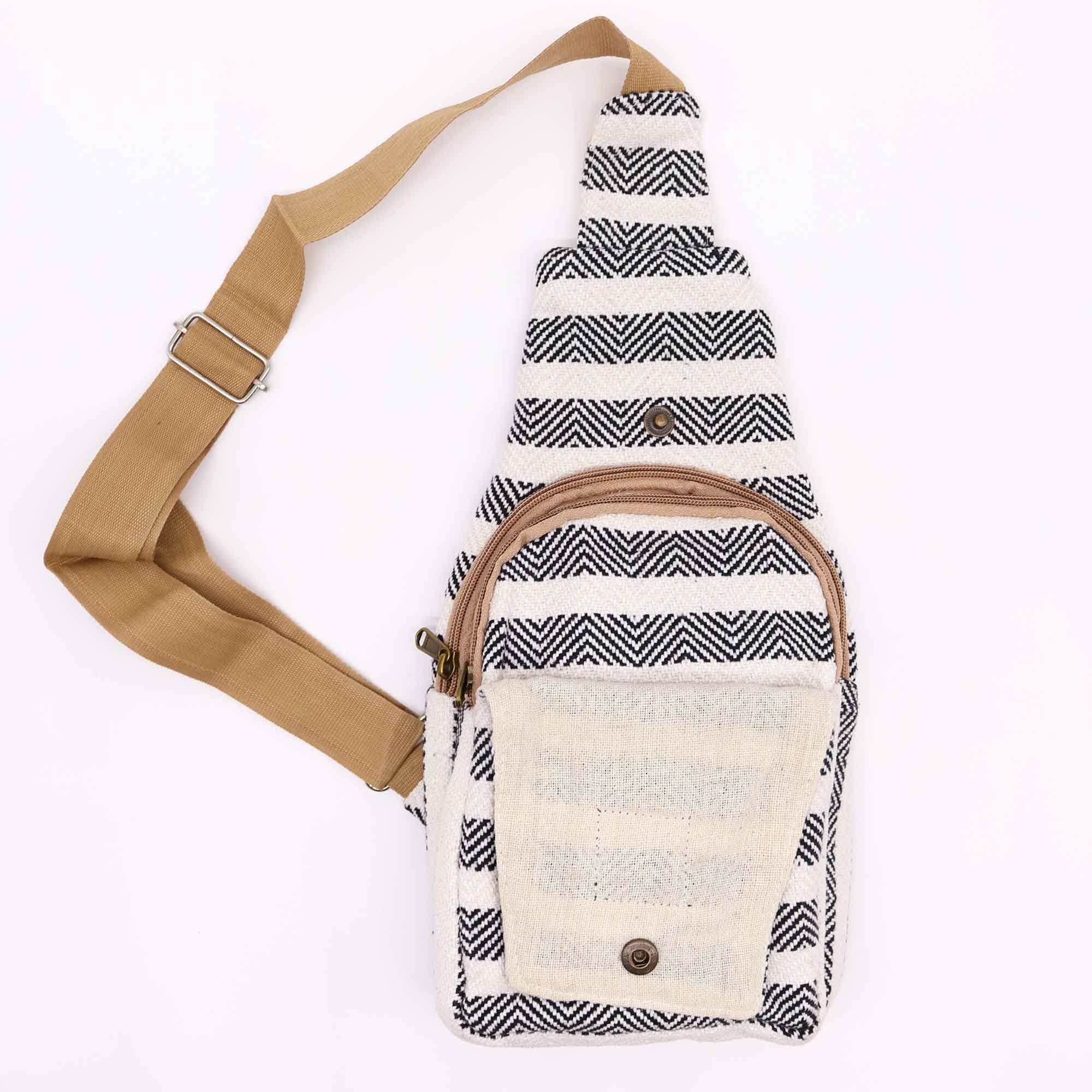 Cross-Body Bag Natural Cotton - Black & White - Image 2