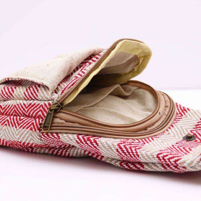 bcrb-05_03 Cross-Body Bag Natural Cotton - Tan & Pink