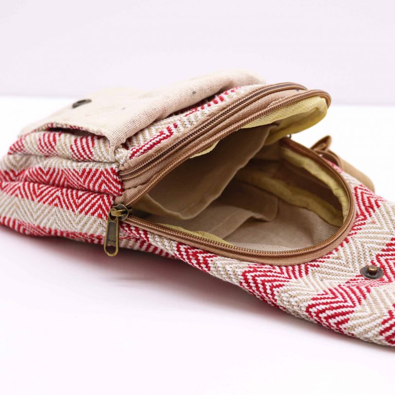 bcrb-05_04 Cross-Body Bag Natural Cotton - Tan & Pink