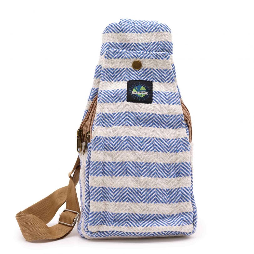 bcrb-06_01 Cross-Body Bag Natural Cotton - Blue & White