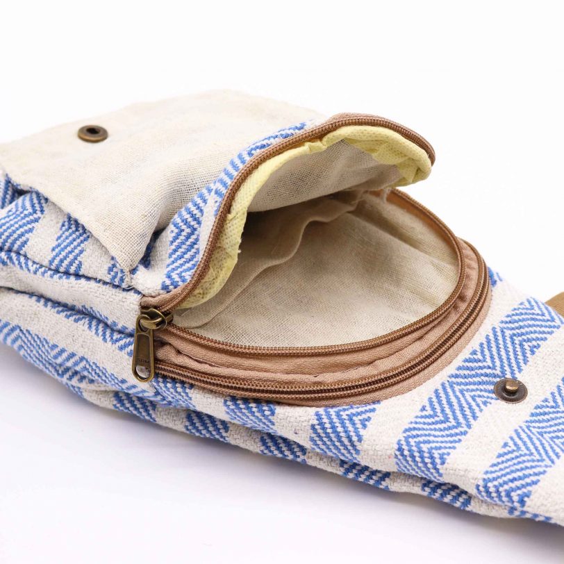 bcrb-06_03 Cross-Body Bag Natural Cotton - Blue & White