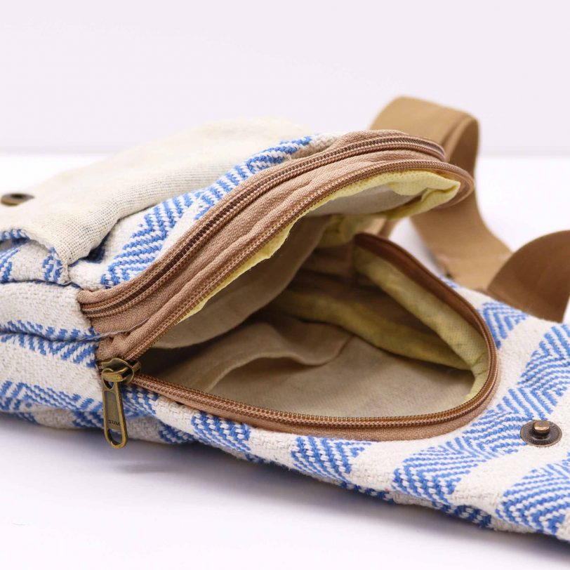 bcrb-06_04 Cross-Body Bag Natural Cotton - Blue & White