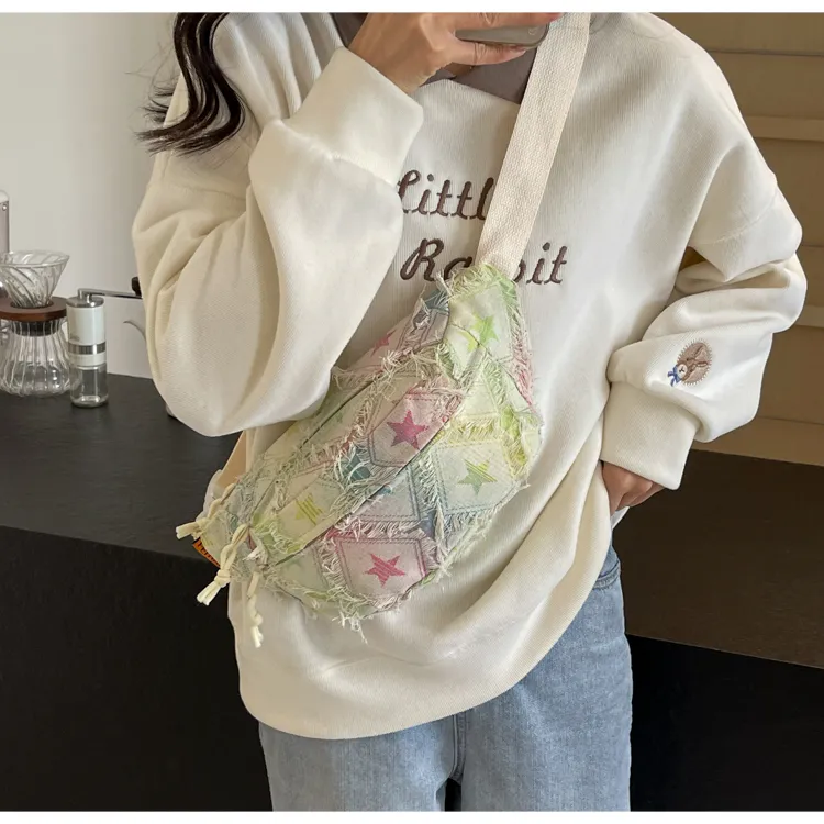 534024863 Tie-Dye Crossbody Bag With Raw Edge