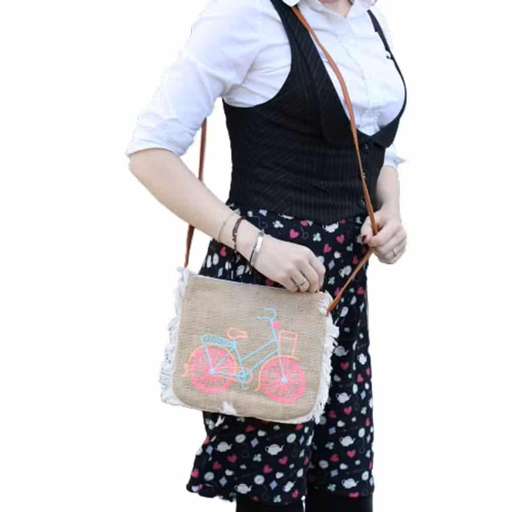 Fringe Bag - Bicycle Embroidery - Image 4