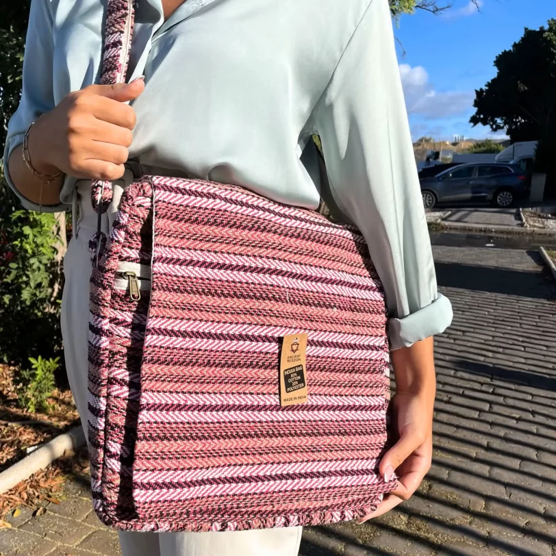 Soft Jacquard Pink Laptop Bag_1_result_result Soft Hemp Pink Laptop Bag