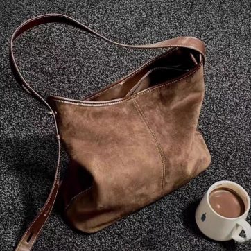 Brown Faux Suede Bag
