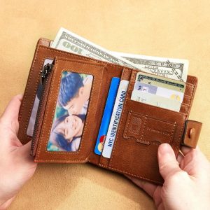 Men's Three-Fold Leather Wallet