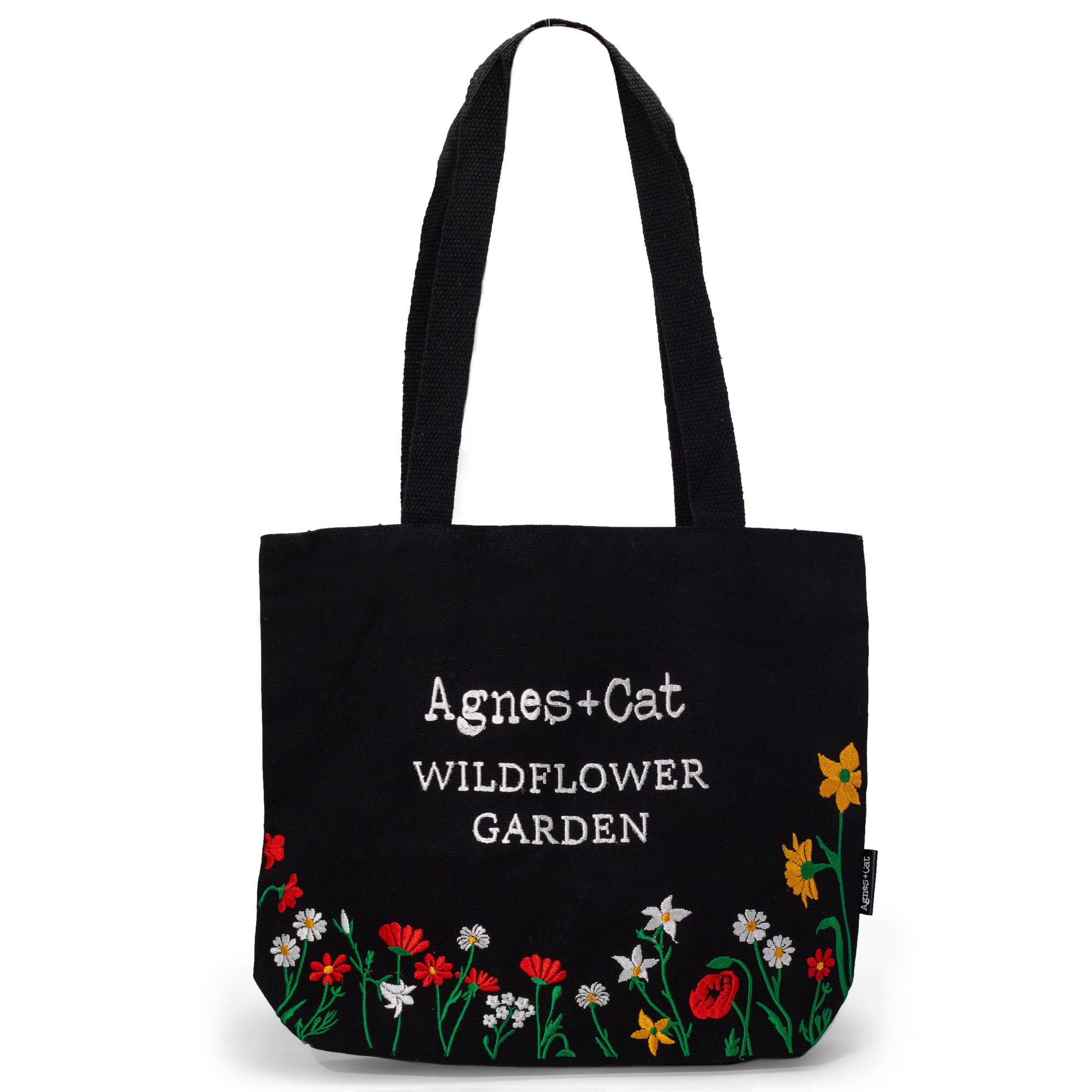 Agnes + Cat Black Tote Bag - Wildflower Garden - Image 3