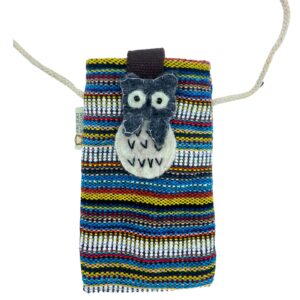 Boho Phone Holder Bag Black and Multicolour 