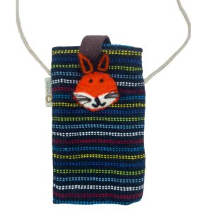 Boho Phone Holder Bag Black and Multicolour - Felt Fox Décor
