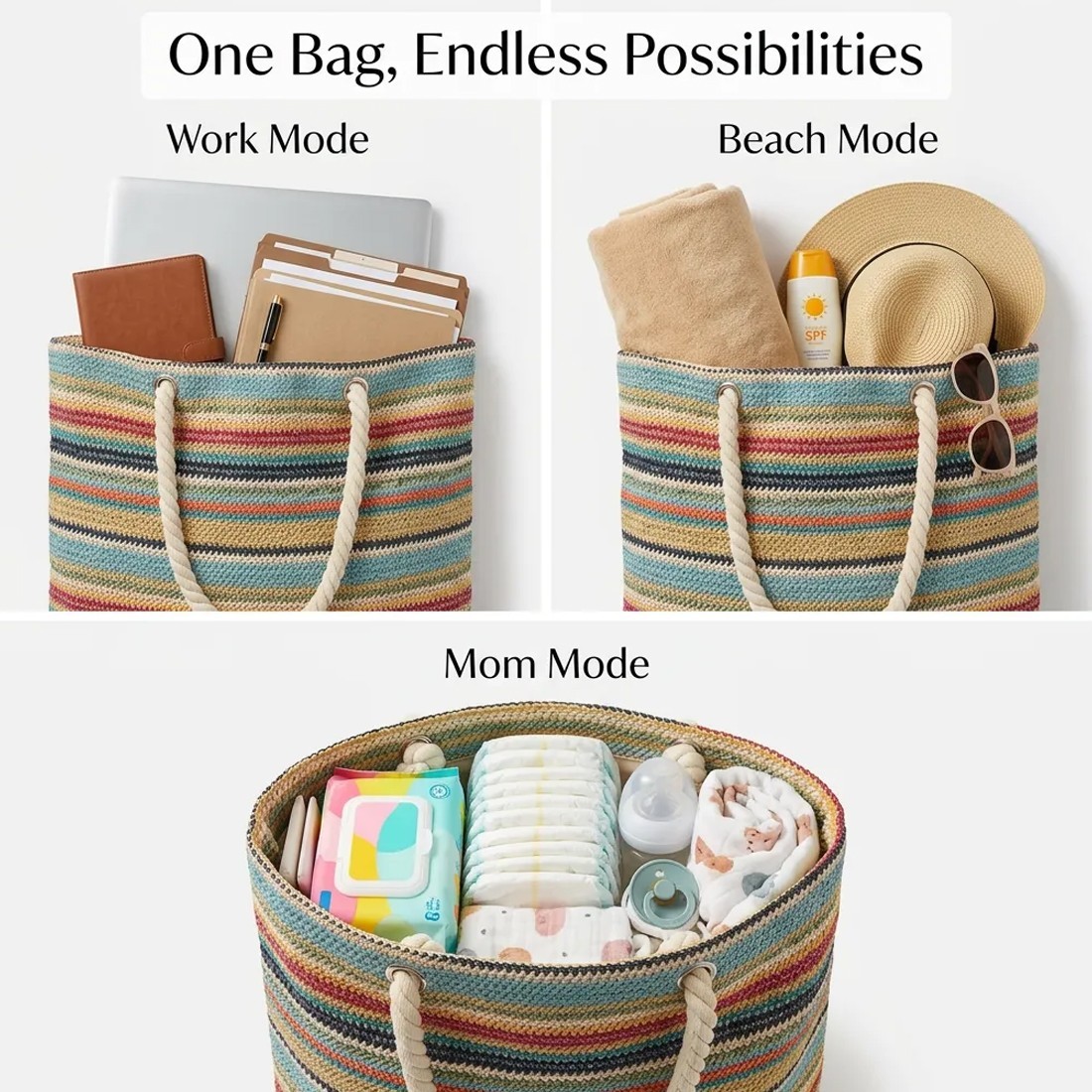 Boho Sunset Rope-Handle Tote - Image 7