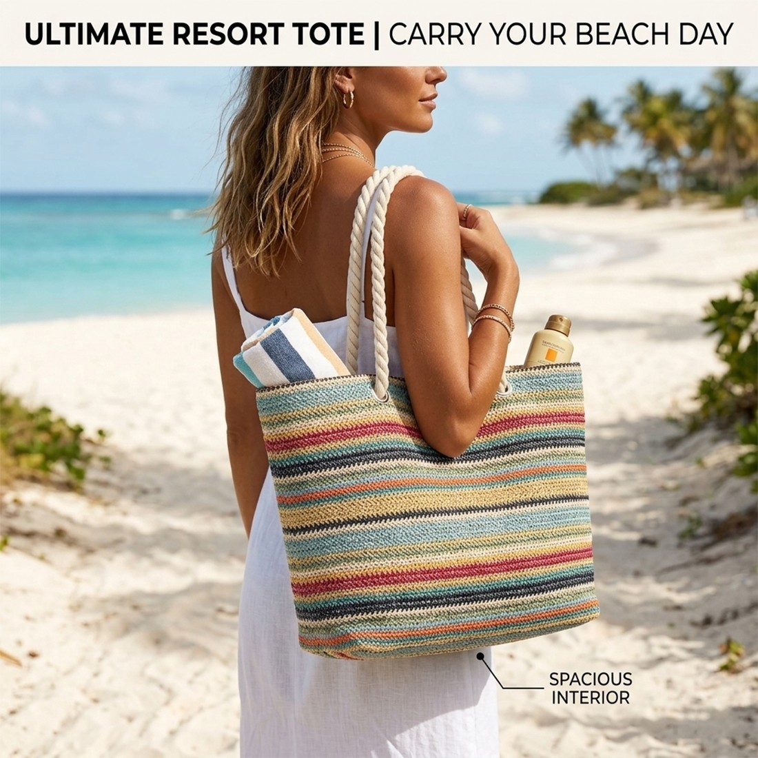 Boho Sunset Rope-Handle Tote - Image 8